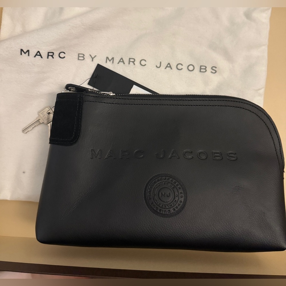 Marc Jacobs Black Toiletry Bag Sleek Design with Lock and Key